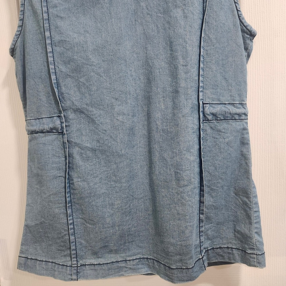 Misope Denim Utility Vest Military Patches Light Wash Blue Small J1154 - Picture 4 of 8